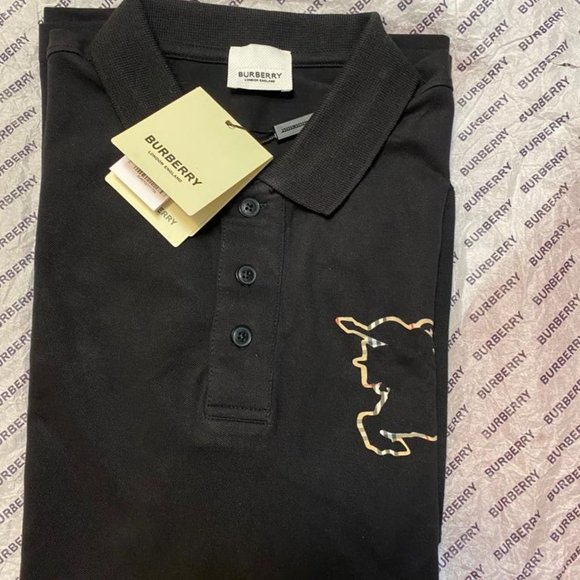 Brand new Black Burberry polo shirt with embossed logo - Picture 1 of 6
